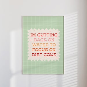 Diet C Print | Matte Vertical Posters, Preppy Dorm Poster, Green Retro Wall Art, Trendy Wall Print, Diet Coke Art, Printed y2k Posters