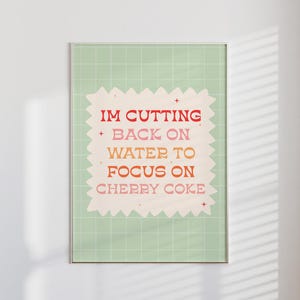 Cherry C Print | Matte Vertical Posters, Preppy Dorm Poster, Green Retro Wall Art, Trendy Wall Print, Diet Coke Art, Printed y2k Posters