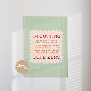 Coke Z Poster | Digital Download, Preppy Girl Dorm Poster, Green Retro Wall Art, Trendy Wall Print, Diet Coke Art, Digital y2k Poster