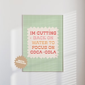 Coca-Cola Poster | Digital Download, Wall Print, Retro Diet Coke Art, Large Girly Art, Funny Preppy Poster, Soda Art Print, Bar Cart Prints