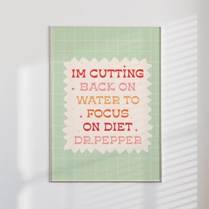 Diet Dr. P Print | Matte Vertical Posters, Preppy Dorm Poster, Green Retro Wall Art, Trendy Wall Print, Diet Dr. Pepper Art, y2k Poster