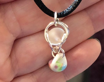 Captured Rainbow Glass and Lampwork Glass Pendant