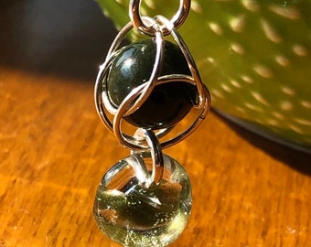 Captured Ocean Jasper, sterling silver and lampwork glass necklace