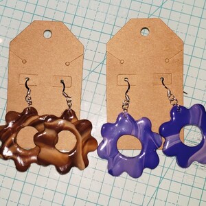 Mocha AND Violet Swirl Flower Earrings