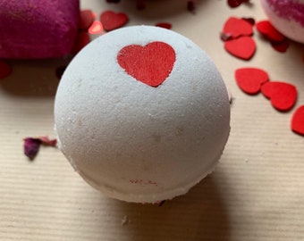 Bath Bomb - contains essential oils and floating hearts