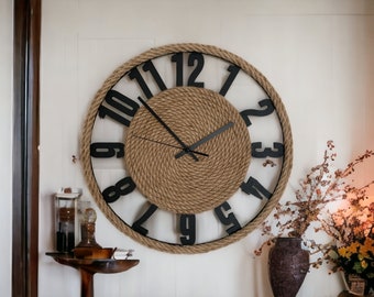 Reloj de pared hecho a mano de madera contrachapada con números tallados - Diseño elegante y contemporáneo - Tamaños personalizados disponibles