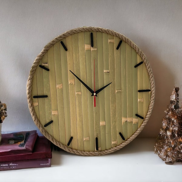 Bamboo Wall Clock Etsy