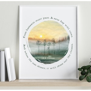 Incluso la oscuridad debe pasar, cita de J.R.R Tolkien, impresión del Señor de los Anillos, 5x7", 8x10",11x14", solo descarga digital