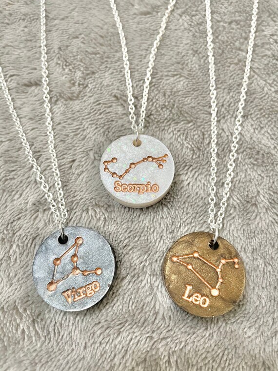 Zodiac resin necklace Etsy