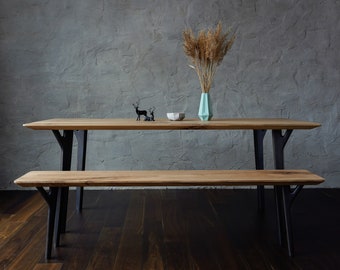 Modern wood table and bench