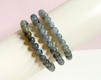 6mm Labradorite Crystal Stacking Bracelets / Crystal Bead Stretch Bracelet / Power Gemstone Bracelet / Labradorite Crystal Energy Bracelet