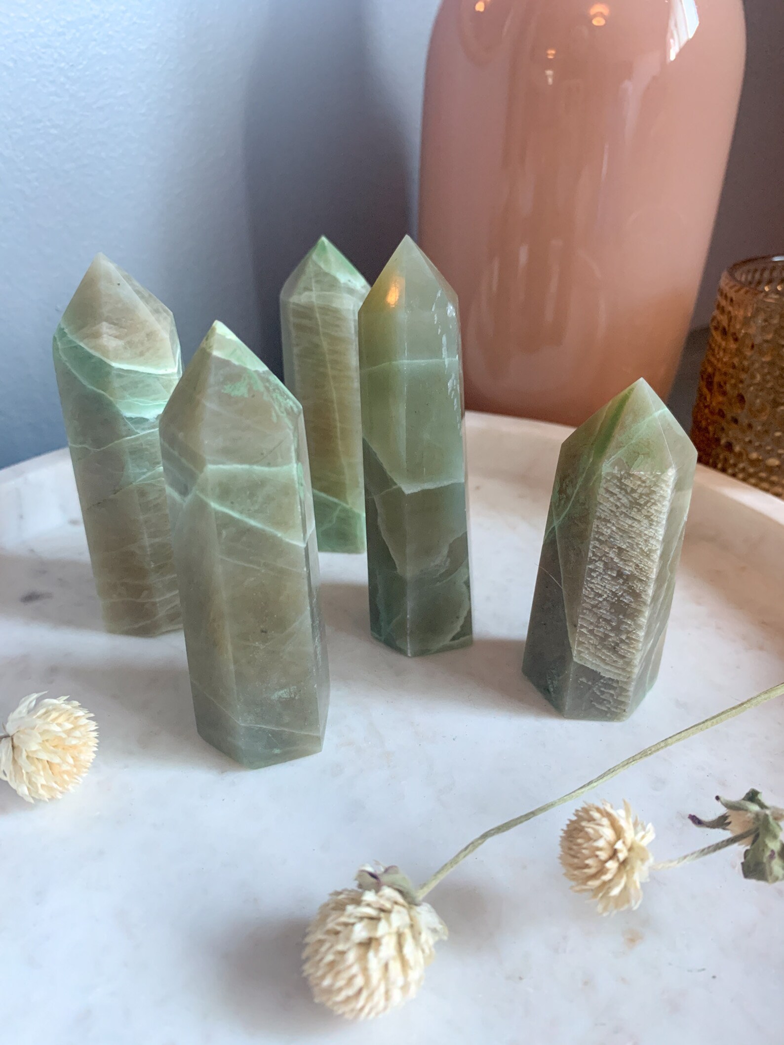 Green Moonstone Crystal Towers / Garnierite Points / Green Etsy