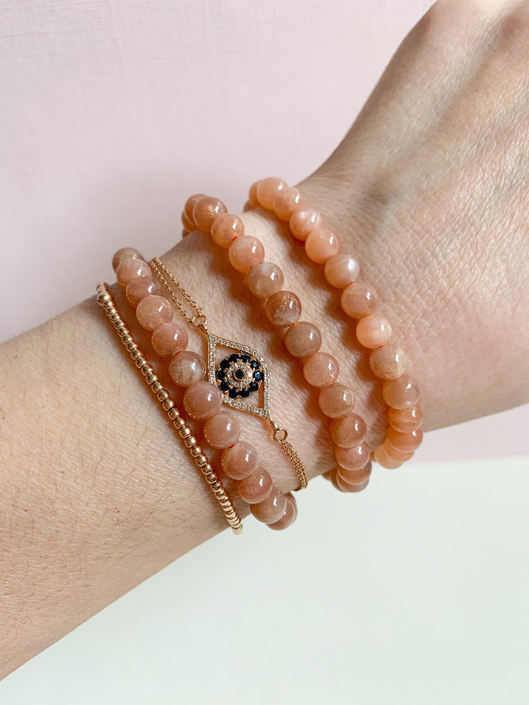 6 Mm Sunstone Crystal Stacking Bracelets / Crystal Bead Stretch Bracelet / Power Gemstone