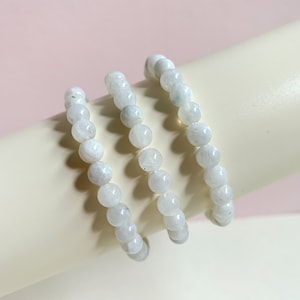 6 mm Rainbow Moonstone Crystal Stacking Bracelets / Crystal Bead Stretch Bracelet / Power Gemstone Bracelet / Crystal Energy Bracelet