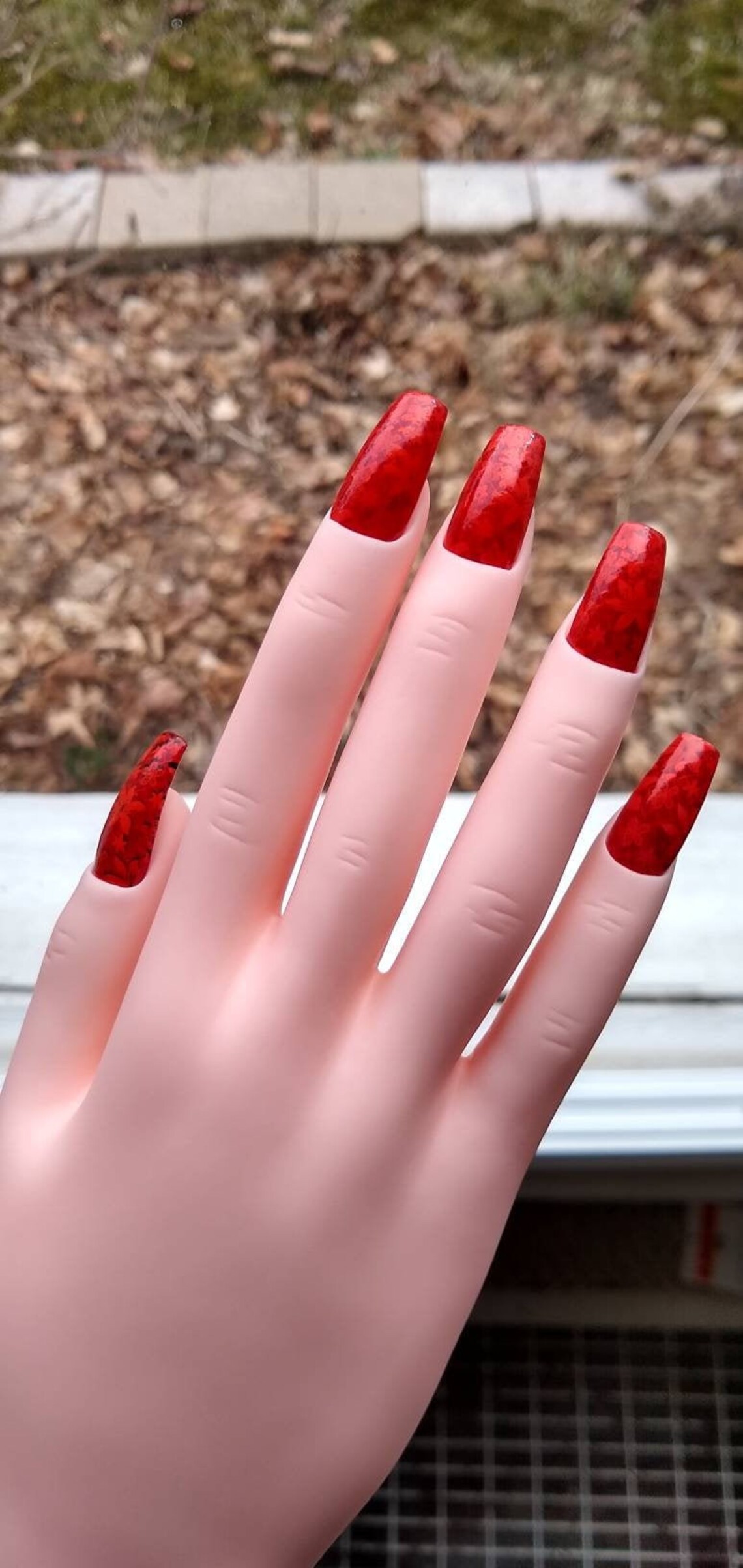 Red Spring Press on Coffin Nails Etsy UK