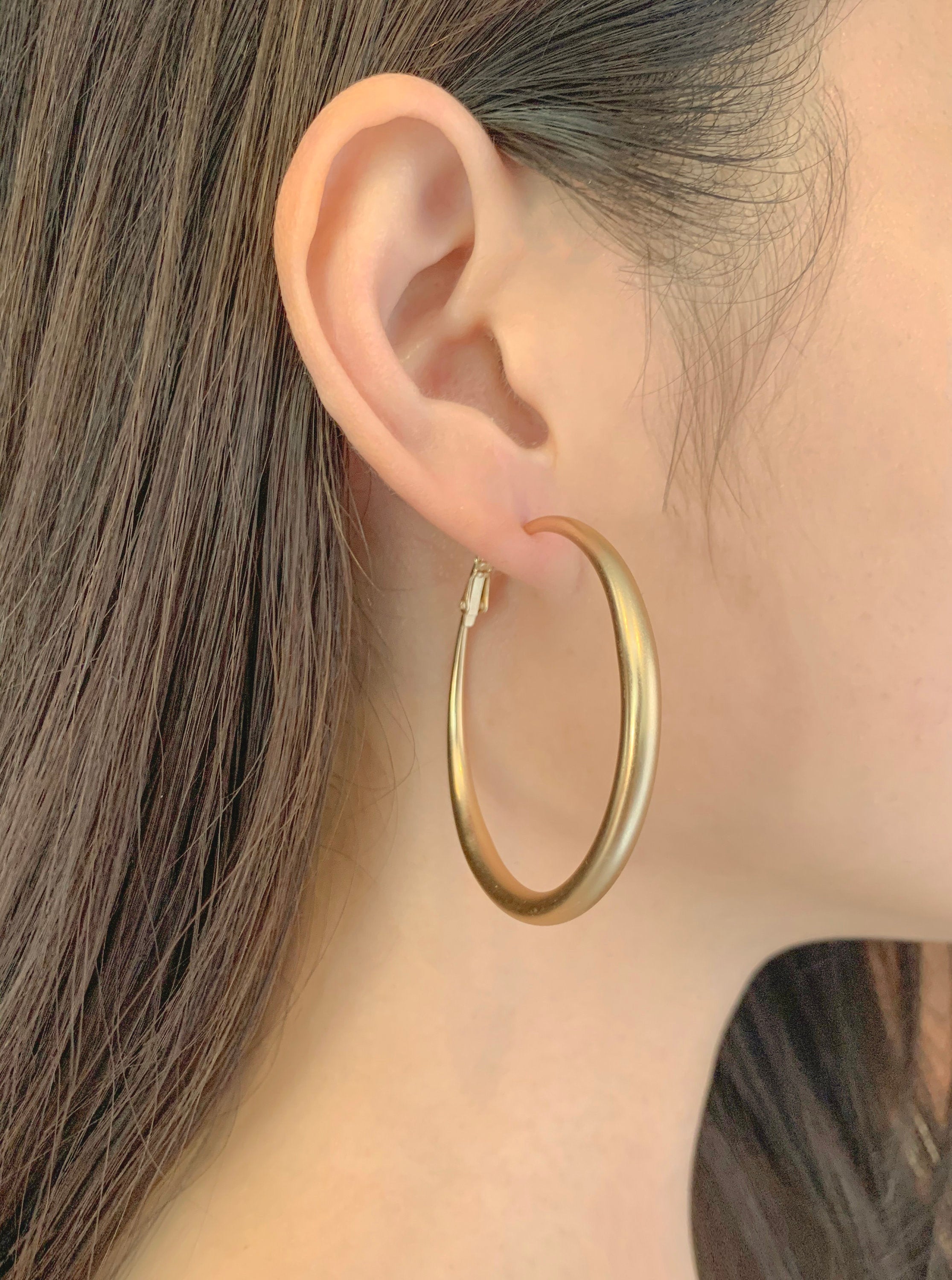 Matte Gold Hoop Earrings Statement Hoop Earrings Fashion Hoop