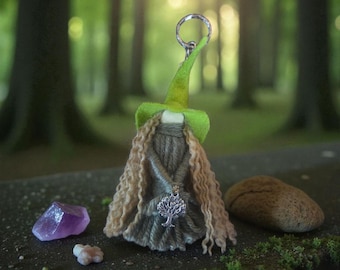 Willow the Healer Witch Keyring | Handmade Wool & Felt Witch | Pagan Gift | Healing Charm | Witchy Keychain