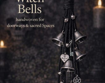 Witch Bells Door Hanger | Handwoven Jute, Silver Bells & Pentacle