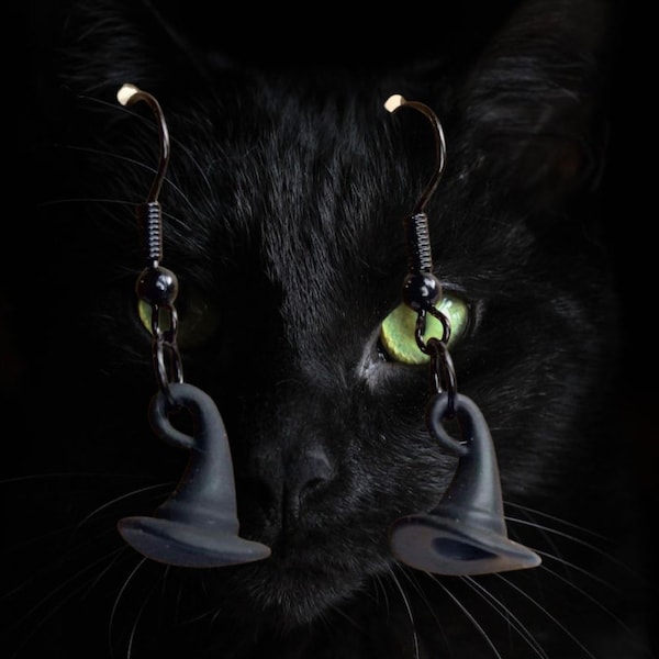 Black Witches Hat Earrings