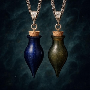 Collar con botella de hechizo de protección: Amuleto de sal de bruja, bendecido por la luna llena.