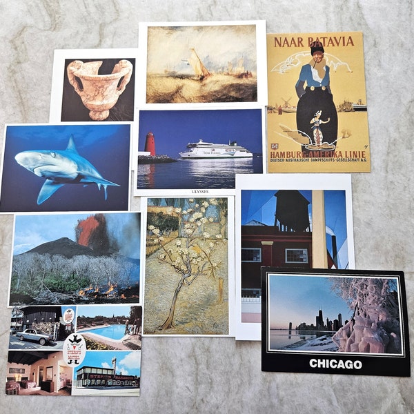 Cool & Quirky Postcards, Mixed Set of 10, For Correspondence Wall Art Postcrossing or Anything you Like, Includes Travel Art Pop Culture Etc