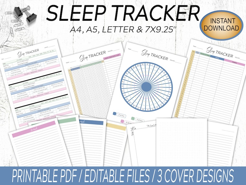 Sleep Tracker Sleep Journal Printable Daily Monthly Etsy