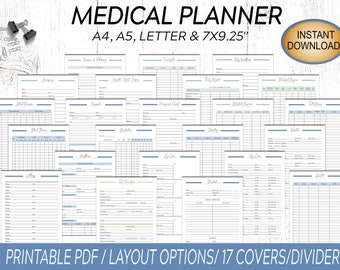 Medical Planner Printable: Healthcare, Medication, Diabetes Logs (PDF)