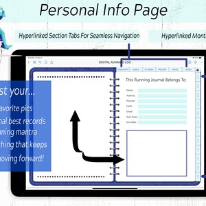 Pode incluir: Um di&aacute;rio de corrida digital com capa azul e encaderna&ccedil;&atilde;o em espiral. O di&aacute;rio tem abas para destaques, objetivos, 52 semanas, rastreador, corridas e notas. O di&aacute;rio tamb&eacute;m tem uma se&ccedil;&atilde;o para informa&ccedil;&otilde;es pessoais, incluindo nome, endere&ccedil;o, n&uacute;mero de telefone, e-mail, data de in&iacute;cio e data de t&eacute;rmino.
