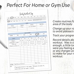 Daily Workout Log / Exercise Printable / Workout Tracker Journal ...