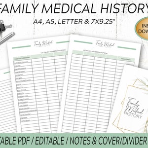 Medical History Form / Family Medical History Template / Printable Medical History PDF Template