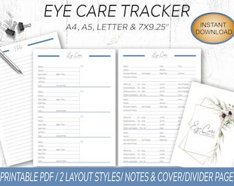 Eye Care Tracker: Vision Health Journal (Printable PDF)