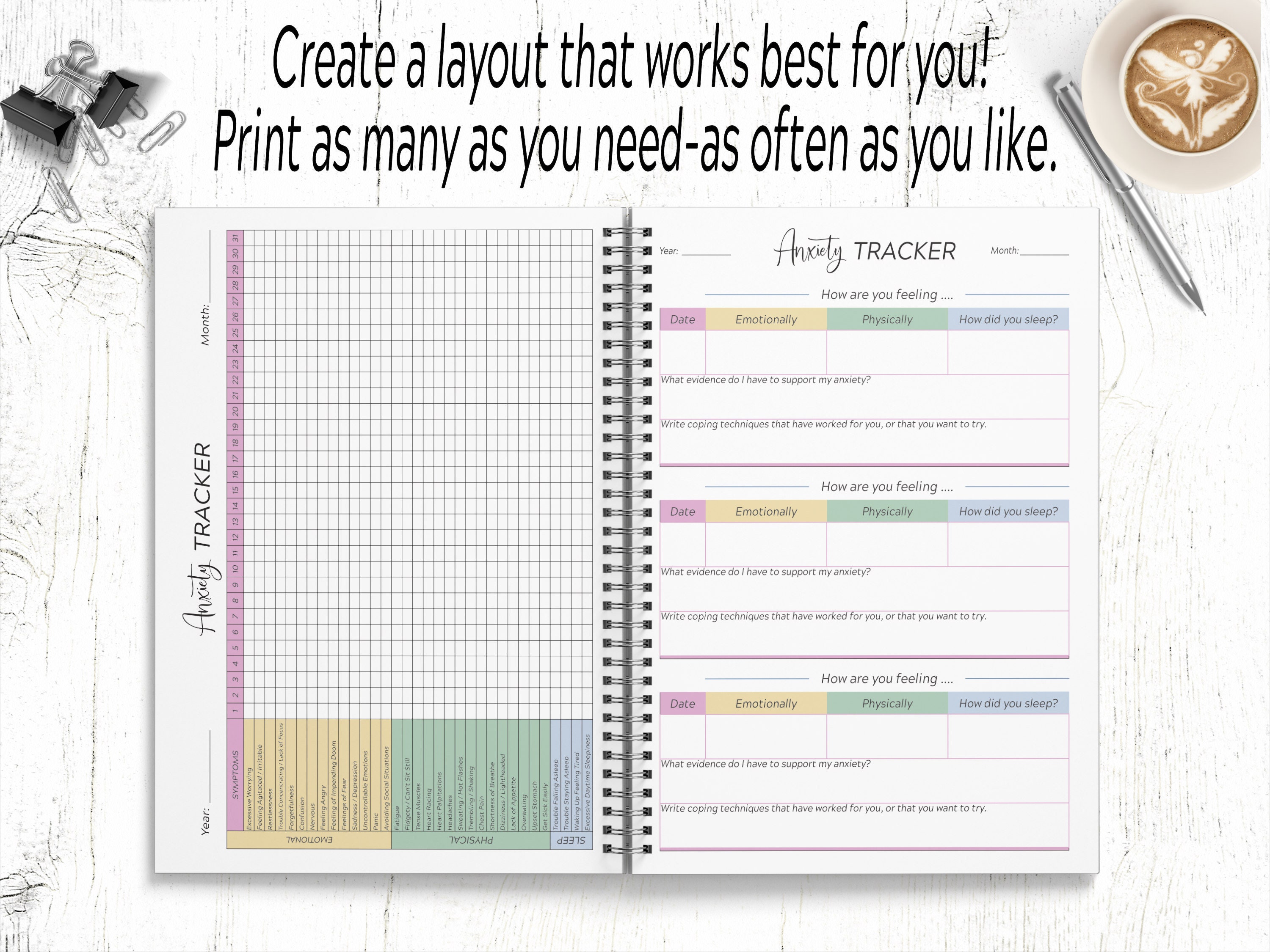 Anxiety Journal / Anxiety Tracker Printable / Anti Anxiety Etsy