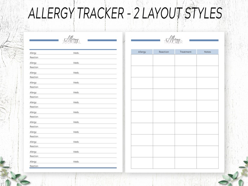 Printable Allergy Tracker: Journal, Symptoms & Treatments (digital ...
