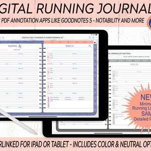 Digital Running Planner / 365 Day Running Journal / Marathon Training Calendar, Goals, Races & More / Goodnotes