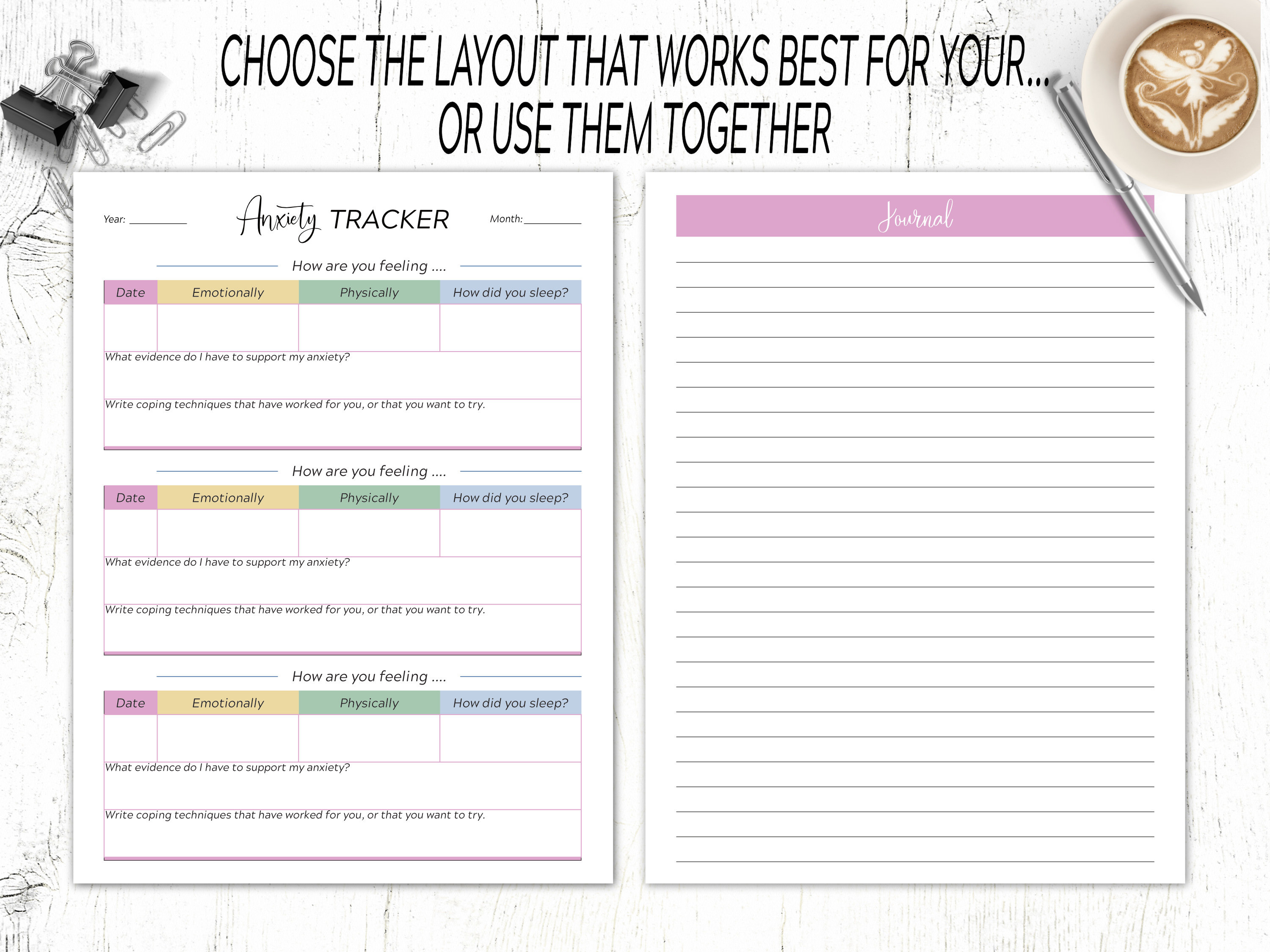 Anxiety Journal / Anxiety Tracker Printable / Anti Anxiety Etsy