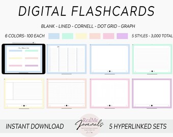 Digital Flashcards: 5 Styles, 6 Pastel Colors (PDF)