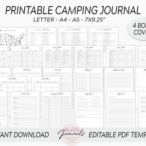 Camping Journal Printable Templates / RV Camping Journal / Camping Checklist, Itinerary, Meal Planning & More / National Parks Checklist