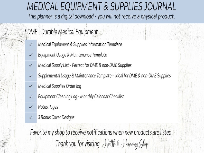 Medical Equipment & Supplies Logbook / DME Tracker Perfect for Etsy