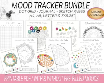 Printable Mood Tracker Bundle: Journal, Sketch & Dot Grid (Digital Download)