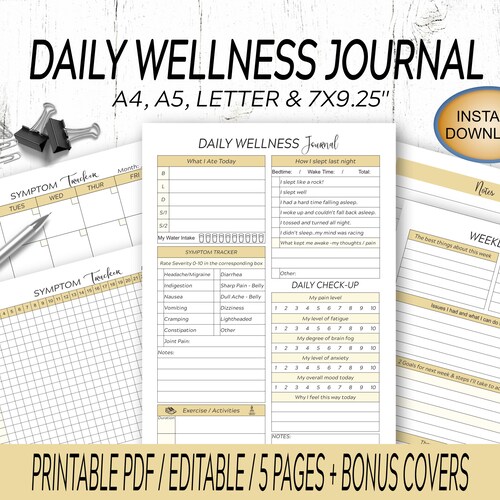 Weekly Chronic Pain Journal Printable Instant Download - Etsy
