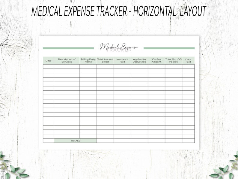 Medical Bills Tracker / Printable Medical Expense Templates ...