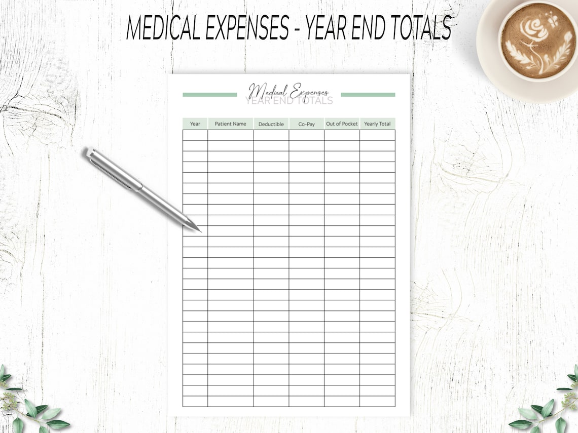 Medical Bills Tracker / Printable Medical Expense Templates ...