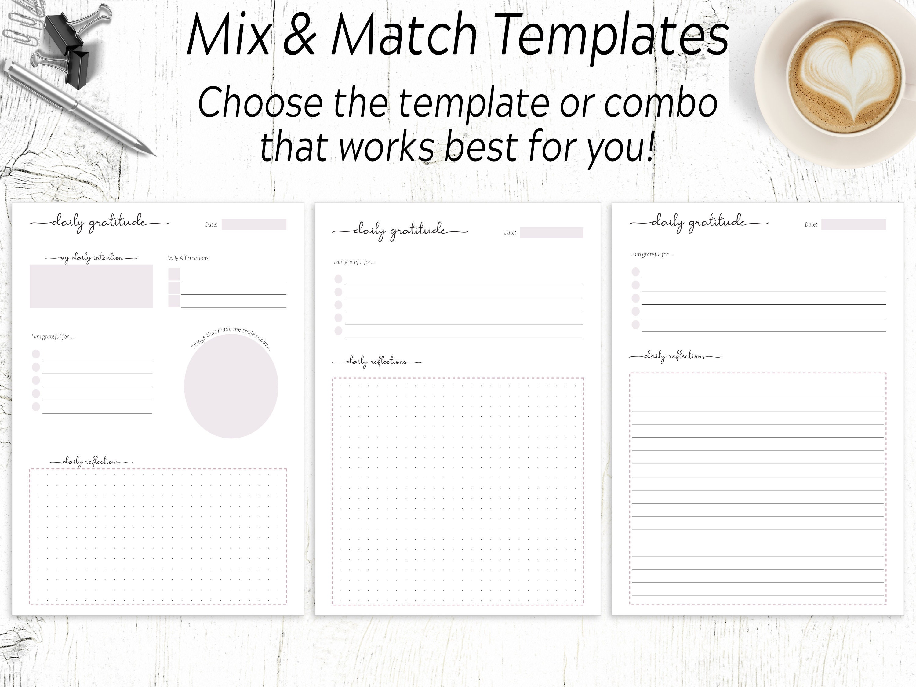Daily Gratitude Journal / Morning Evening &amp; Daily Gratitude Printables ...