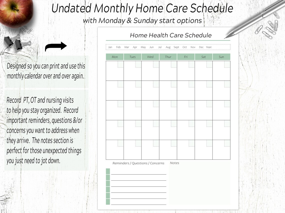 Caregiver Planner / Home Health Care Forms Schedules / Etsy