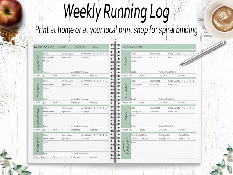 Running Journal / Running Log Printable / Running Calendar / | Etsy