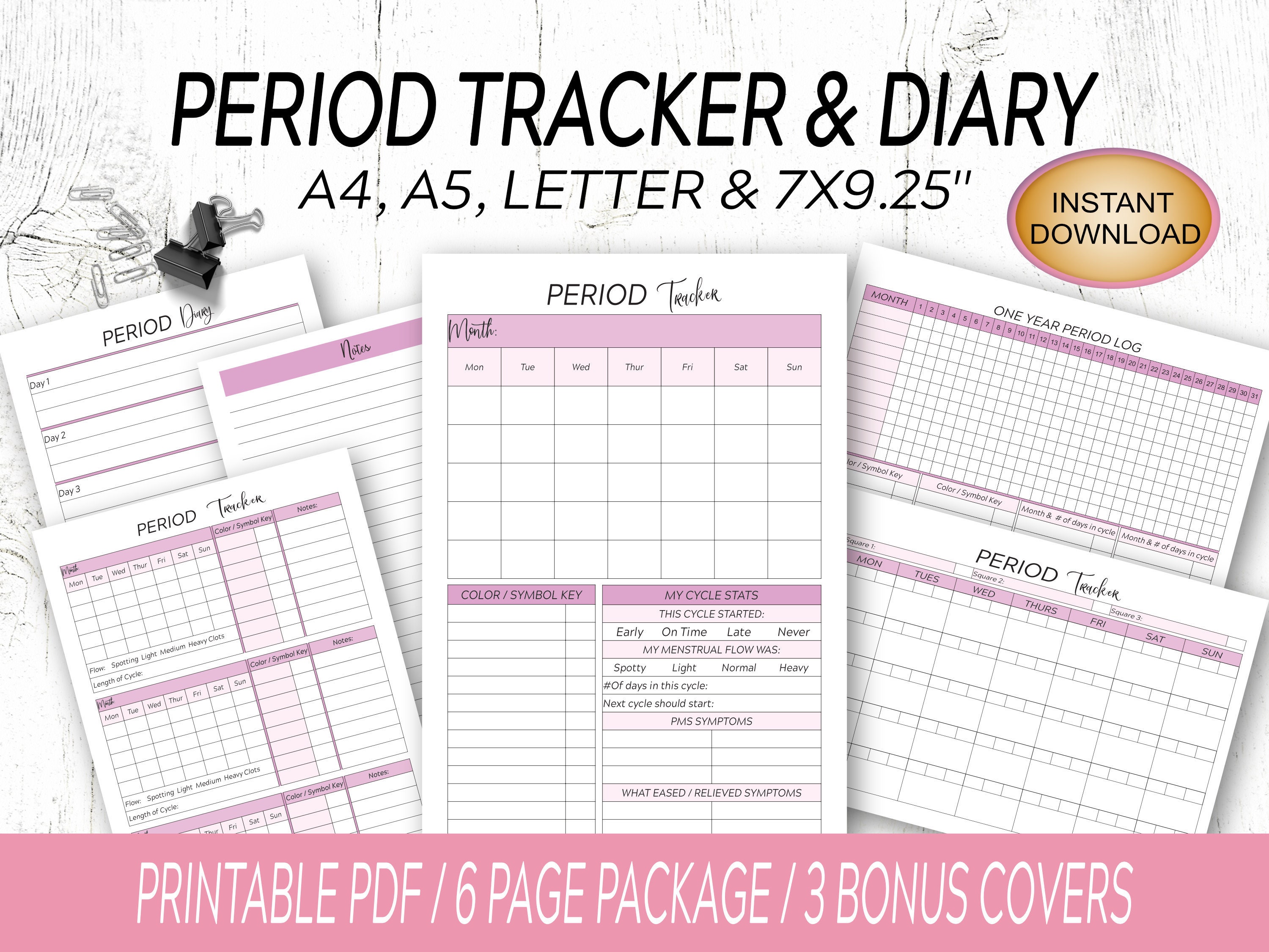 Period Tracker Menstrual Cycle Calendar With Period Diary Etsy