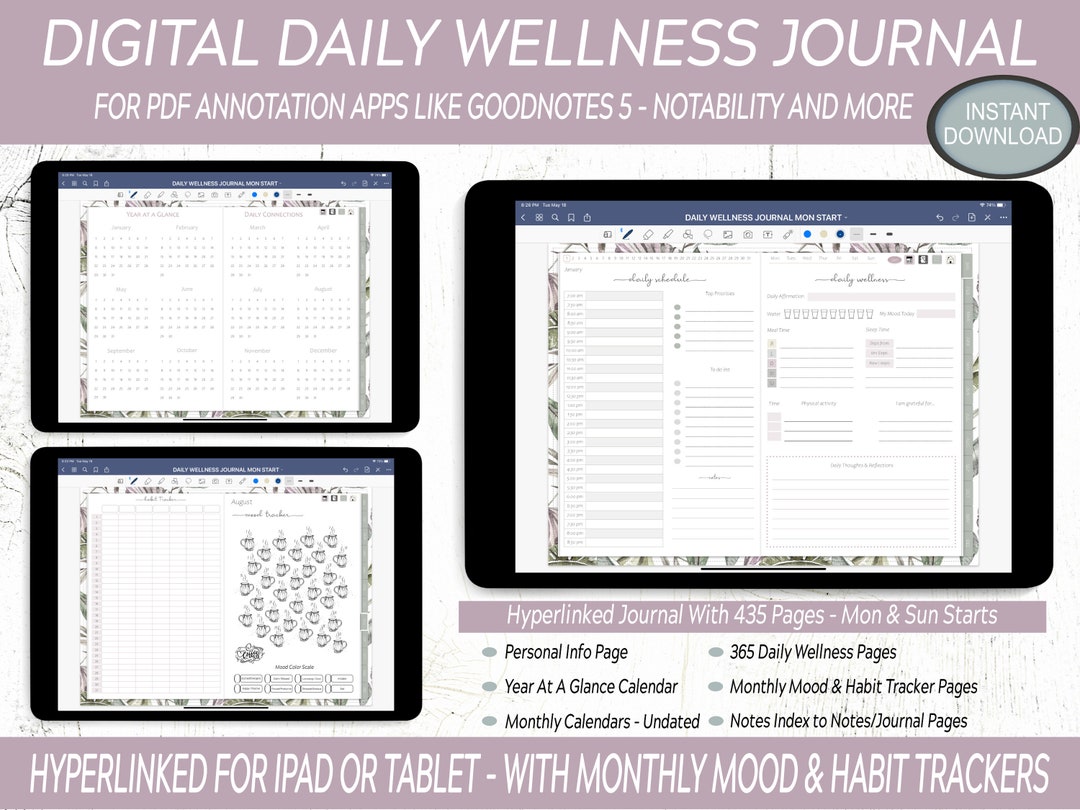Digital Wellness Journal: Daily Habit & Mood Tracker (goodnotes ...