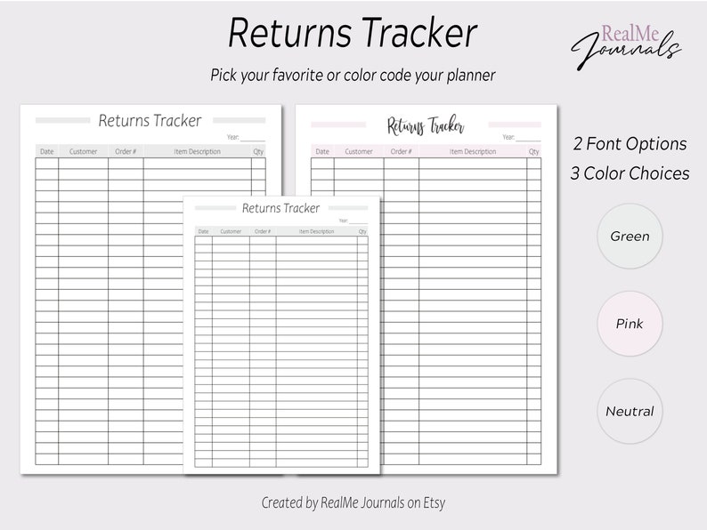 Sales Tracker Printable: Small Business Order & Return Forms (digital ...