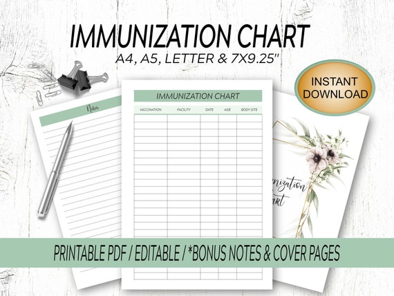 Immunization Record Immunization Chart Printable - Etsy