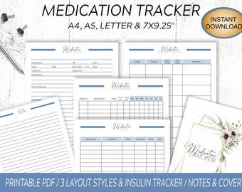 Printable Medication Tracker: Weekly Templates, Notes (Digital Download)